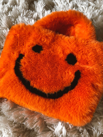 Orange Fuzzy Smile Bag