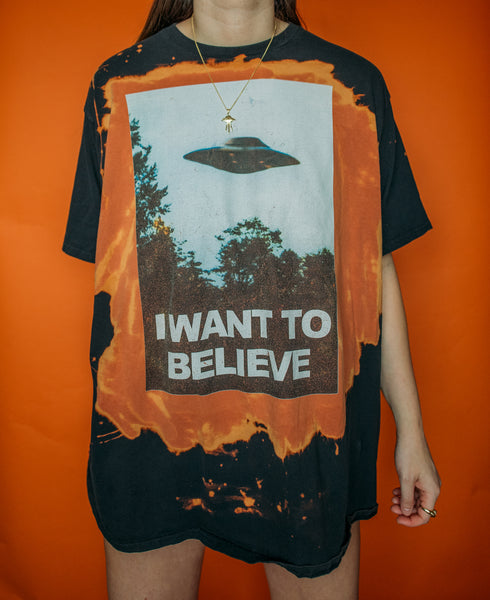 X-Files I Want To Believe Bleached Tee