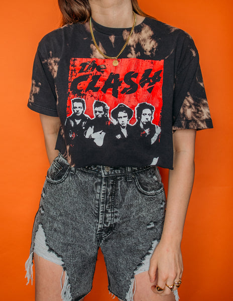 The Clash Bleached Crop Tee
