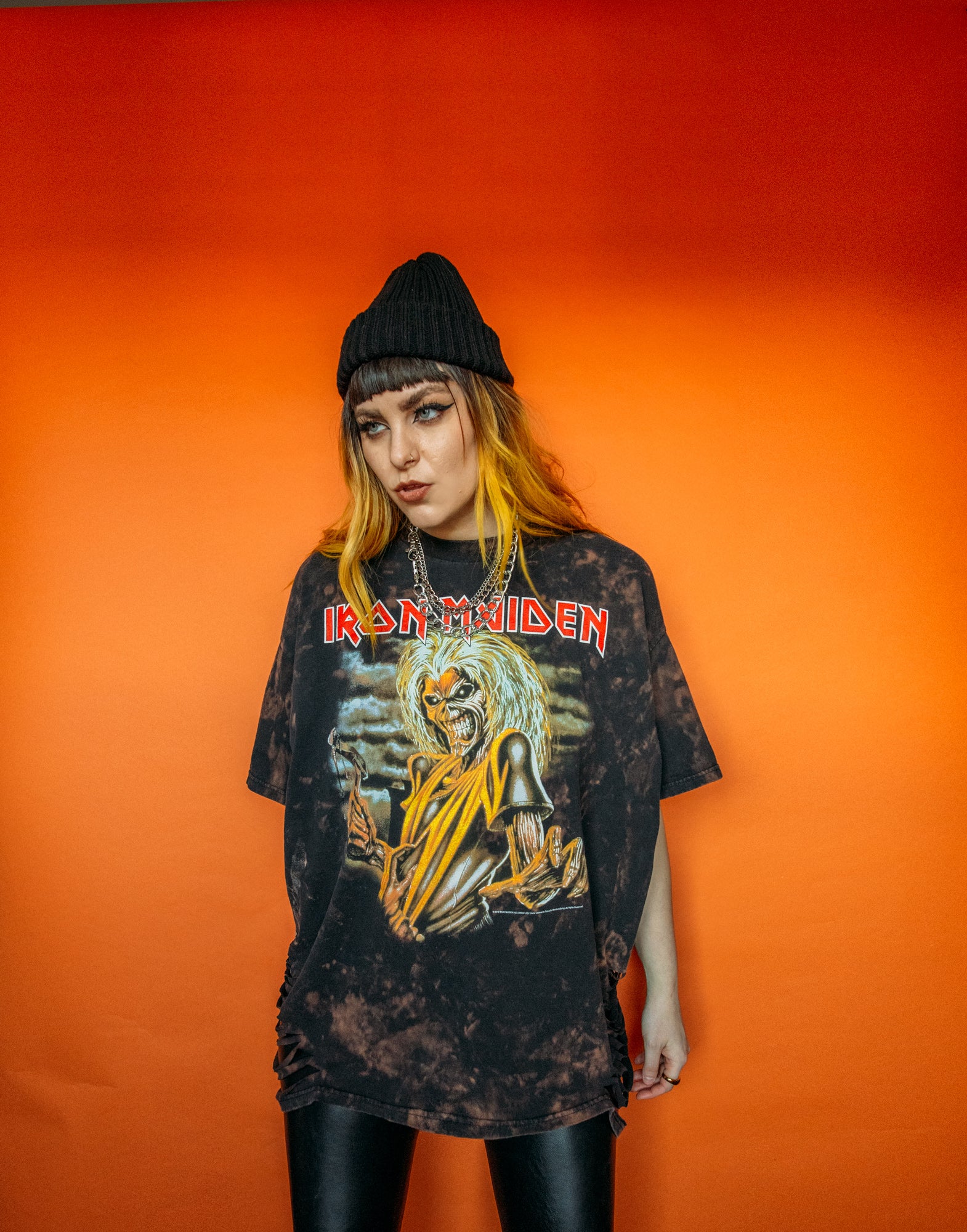 Iron Maiden Side Cut Out Bleached Tee