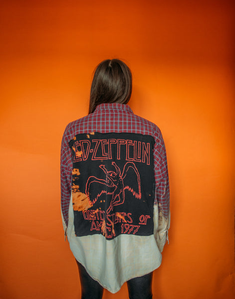 Led Zeppelin Two Toned Bleached Flannel