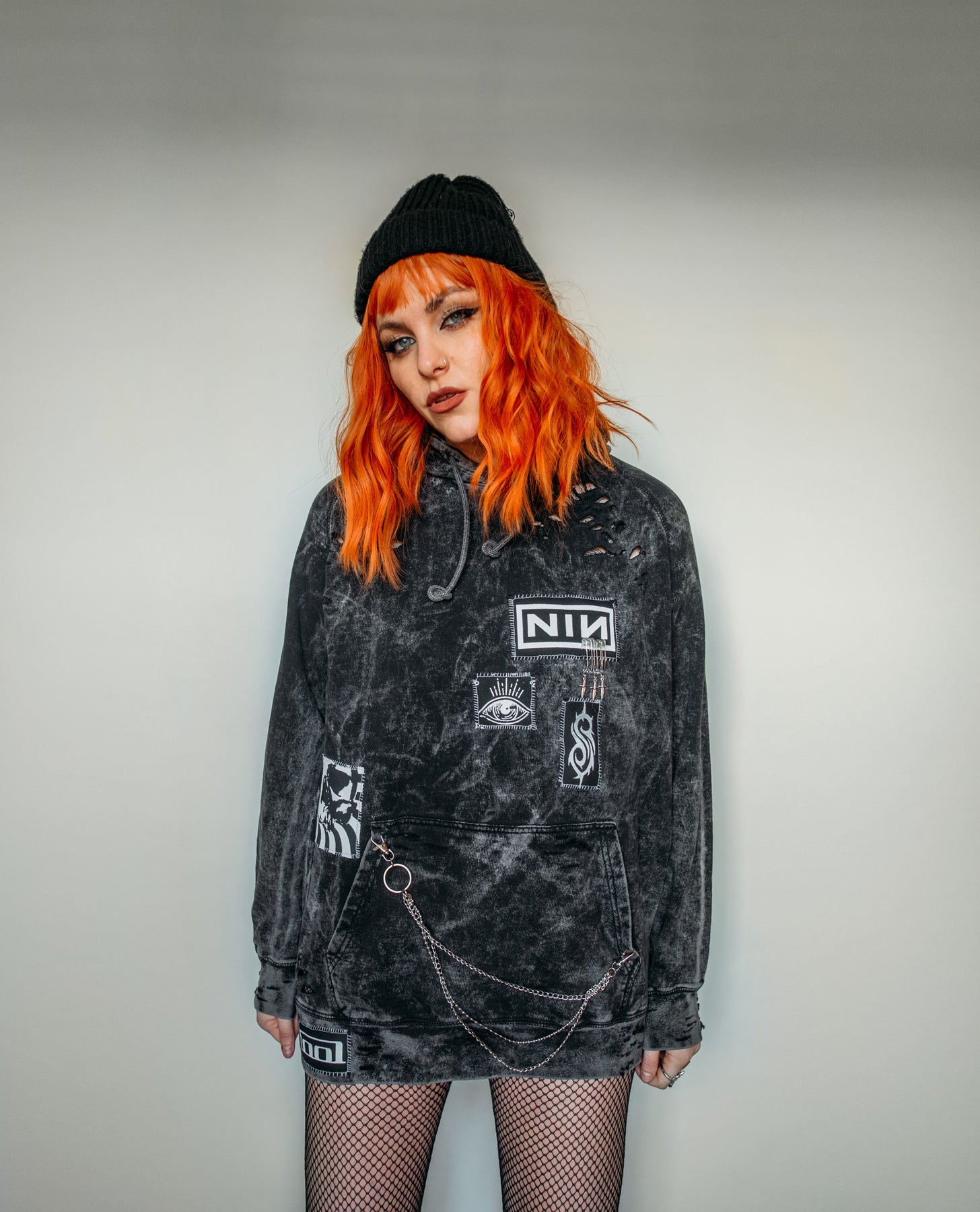 【HI FI FNK】Bendy Knitted Hoodie HI FI FNK】Bendy Knitted Hoodie Bendy Color Block Hoodie